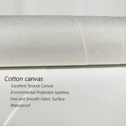 A roll of white cotton canvas with a fine textured weave for decorbites™ leopard color block abstract canvas wall art