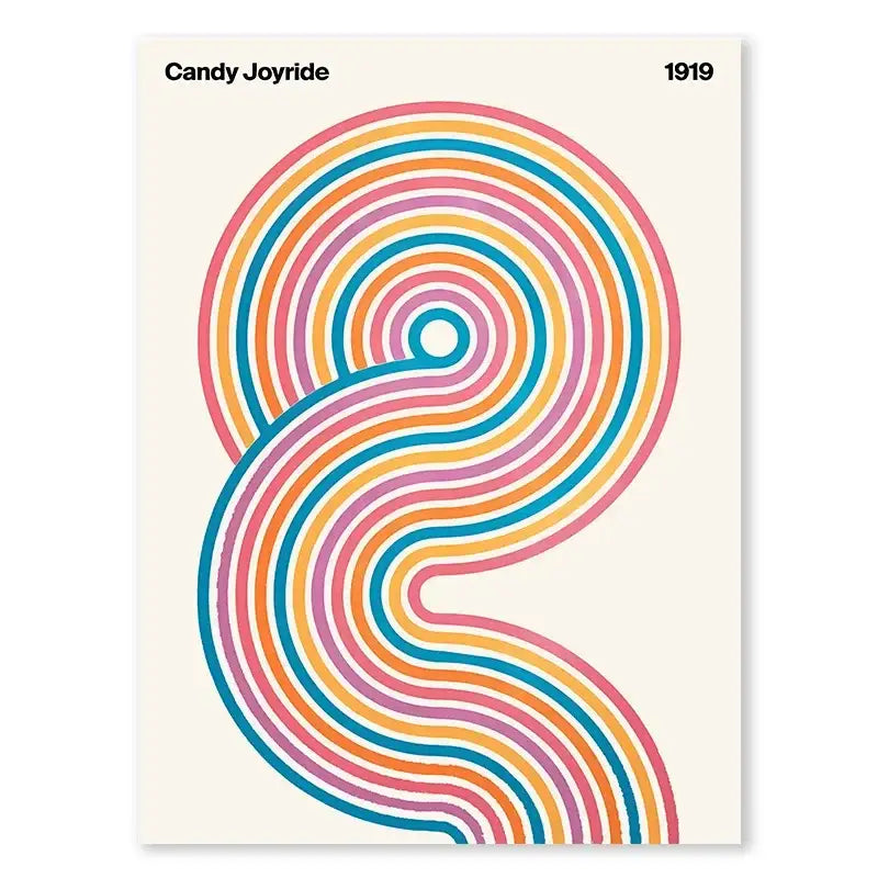 DecorBites™ leopard color block abstract canvas wall art with vibrant pastel swirling stripes on cream background