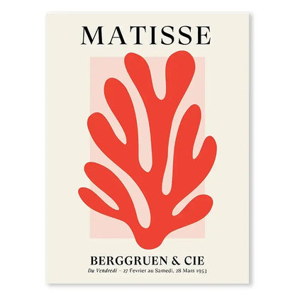 DecorBites™ leopard color block abstract canvas wall art with vibrant red stylized coral and bold black typography