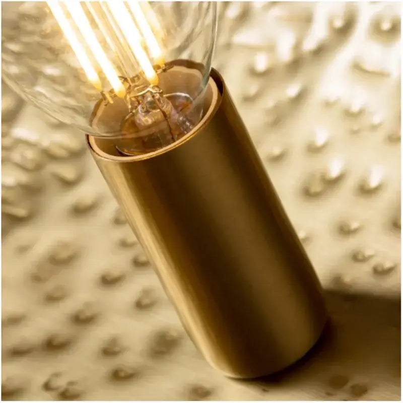 A warm glowing edison-style bulb with visible filaments on a brass base in the decorbites lotus flower pendant light