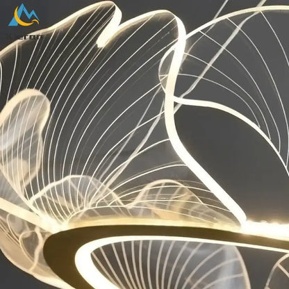 Modern DecorBites Lotus Leaf acrylic pendant light with sculptural design warm white light for dining and living rooms