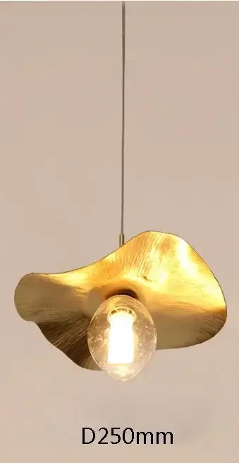 Gold-colored decorbites lotus leaf brass pendant lamp with clear glass bulb for minimalist living and dining rooms