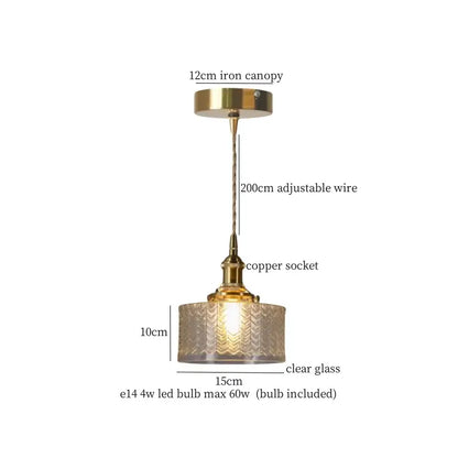 Vintage-style decorbites lotus leaf pendant light with brass canopy, adjustable copper wire, and lotus leaf glass shade