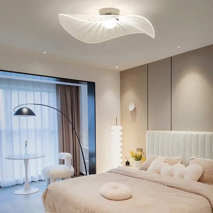 White fan-shaped pendant light with delicate woven texture modern minimalist decorbites lotus leaf led chandelier
