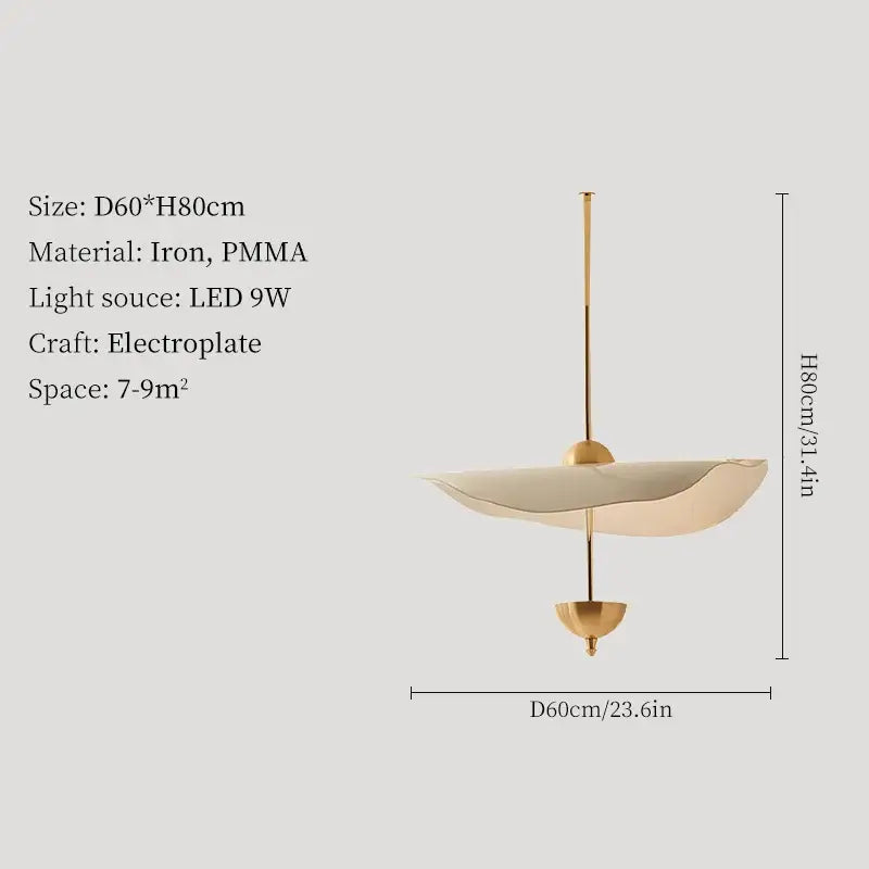 DecorBites lotus leaf pendant lamp with a gold electroplated iron frame and translucent pmma shade for luxury decor