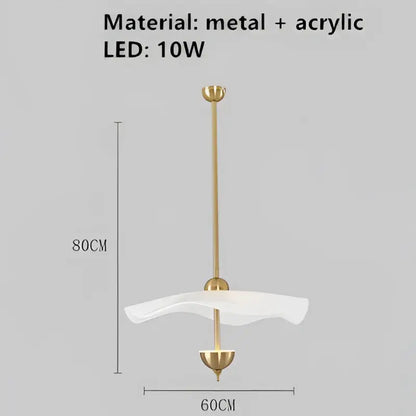 Gold-toned metal and acrylic decorbites lotus leaf pendant lamp with sleek modern design for home or shop lighting
