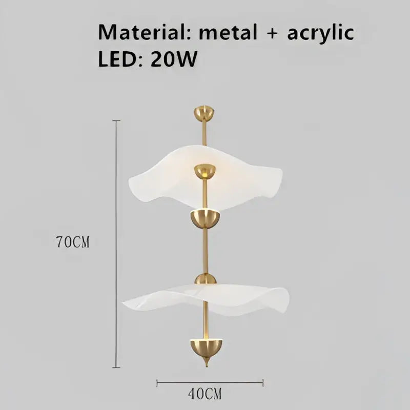 Gold-toned metal and acrylic decorbites lotus leaf pendant lamp with modern tiered design for home and restaurant lighting