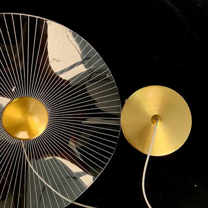 Gold-toned decorbites lotus leaf single pendant lamp with modern LED design and circular mirrored base for various rooms