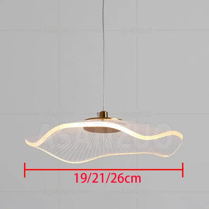 Modern wave-shaped decorbites lotus leaf single pendant lamp with translucent glass shade and gold-toned metal frame