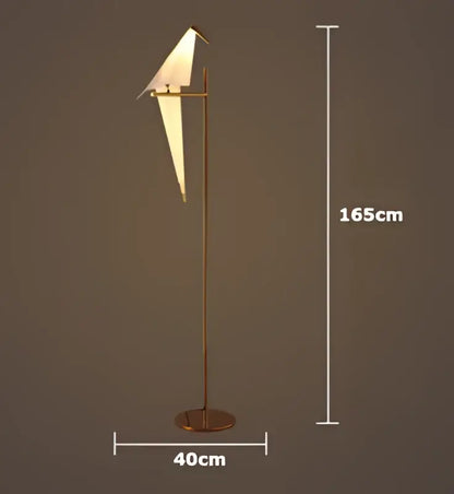 Decorbites™ love bird led wall sconce with a minimalist brass stand and white translucent origami bird head for bedroom wall lighting