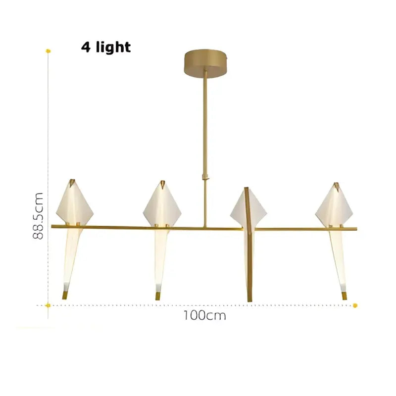 Decorbites™ love bird led wall sconce gold-toned modern iron acryl with four diamond frosted glass shades for bedroom use