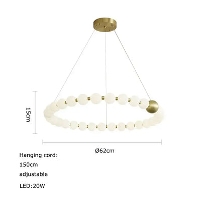 Decorbites love gold chrome chandelier featuring a circular frosted glass bead ring with brass accents for dining room lighting