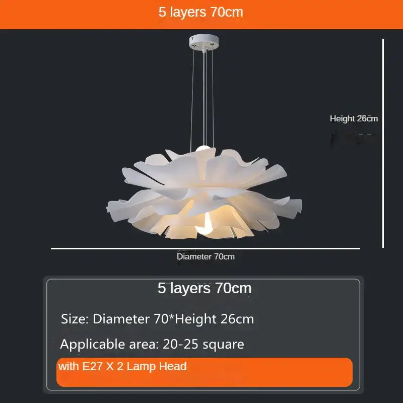 Decorbites love me not chandelier is a simple white flower-shaped multi-layered pendant lamp for bedroom or kitchen