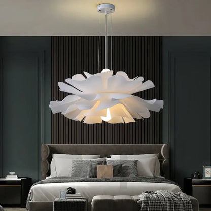 Decorbites love me not chandelier simple white flower lamp with petal-shaped pendant and soft glow for bedroom or kitchen
