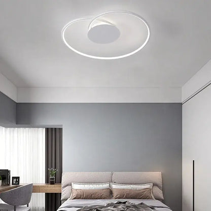 Modern white circular led ceiling light with sleek minimalist design in decorbites love shaped ceiling for bedroom and living room