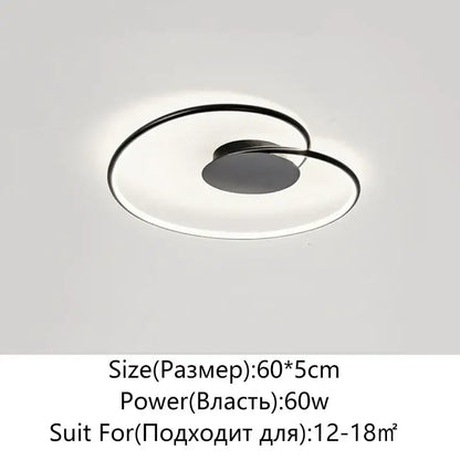 Modern black circular led decorbites love shaped ceiling light with sleek minimalist design for bedroom and living room