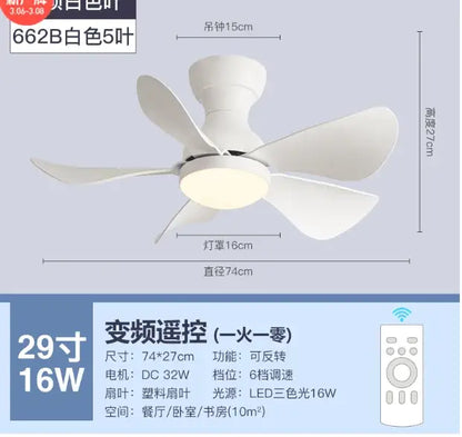 White plastic ceiling fan with five blades 16w led lighting and remote control in decorbites low floor model