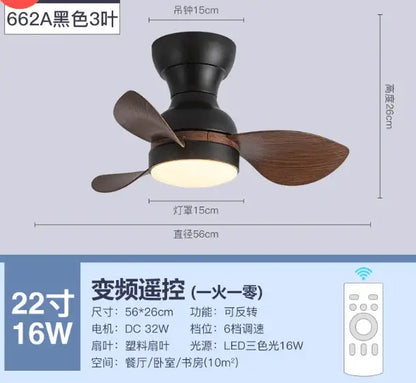 DecorBites™ low floor ceiling fan with remote control features black 3-blade wooden textured plastic blades and led lighting