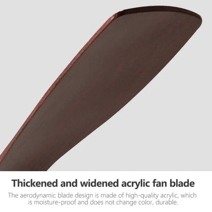Decorbites low profile ceiling fan with thickened dark brown acrylic blades and smooth glossy finish for low profile ceiling use