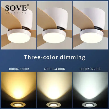 White cylindrical decorbites low profile ceiling fan with wooden blades integrated led light and remote control for indoor outdoor use