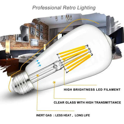 Clear glass decorbites low voltage led bulb with edison-style high brightness filament and e27 screw base