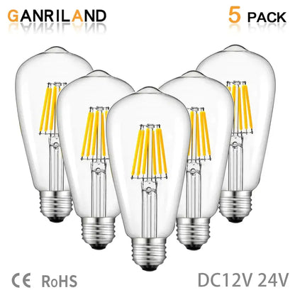 Clear glass vintage teardrop led bulb with metallic screw base decorbites low voltage 6w e27 for cabin lamps