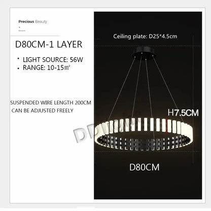 Decorbites lstre modern circle chandelier with sleek black and white design and 56w led lighting for bright 360° illumination