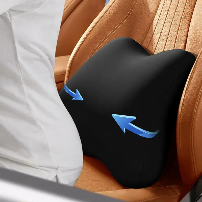 Black decorbites lumbar support memory foam cushion for car seat with blue arrow graphics ergonomic design