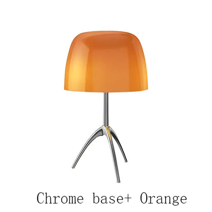 Orange translucent lampshade table lamp on chrome tripod base decorbites lumiere piccola chrome for bedside use