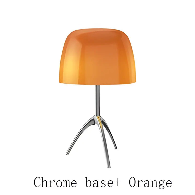 Orange translucent lampshade table lamp on chrome tripod base decorbites lumiere piccola chrome for bedside use