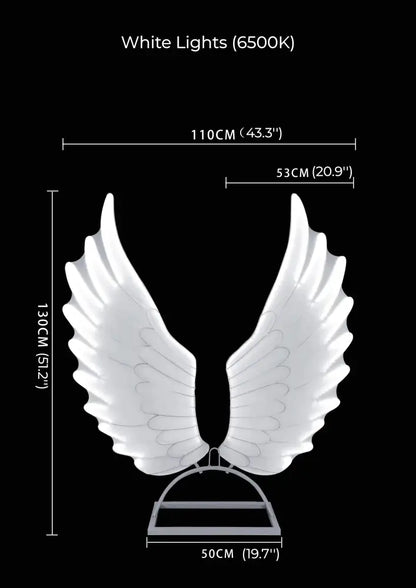White angel wings decorbites luminescent angel wings lamp with sleek layered design and metallic base for modern decor