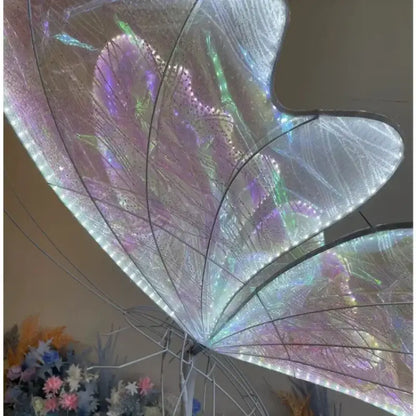 Decorbites luminescent butterfly led floor lamp with iridescent wings and holographic vein patterns for wedding decor