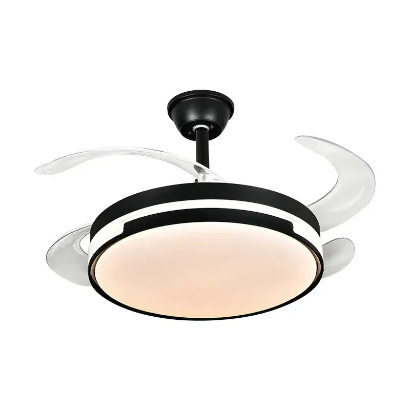 Modern black and white decorbites luminous led fandelier fan with integrated led lighting and retractable blades remote control