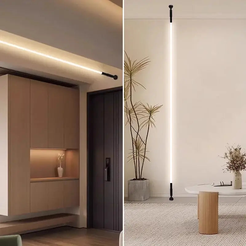 Modern minimalist led floor lamp with sleek black finish and vertical light strip by decorbites luminous silicone wall lamp
