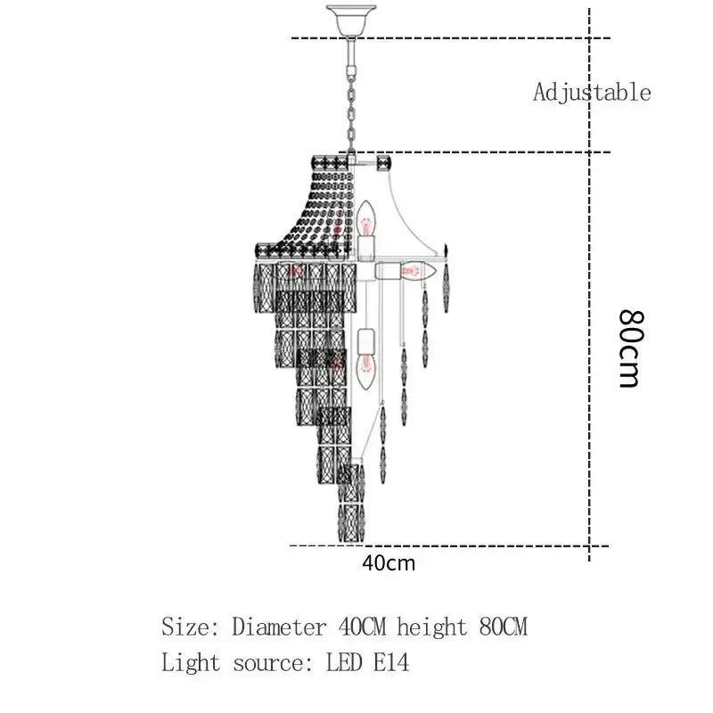 Elegant black crystal chandelier with adjustable height and led e14 light source from decorbites luxe golden collection