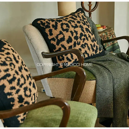 Decorbites™ luxe greyhound decorative pillow cover in black and tan leopard-print textured fabric for elegant home decor
