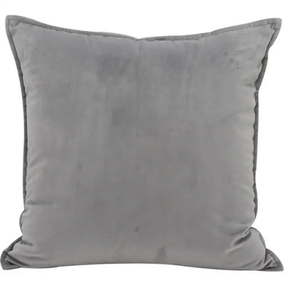 A plush square gray velvet throw pillow with textured surface and stitched edges from decorbites luxe hotel pillowcases