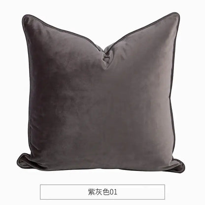 A plush charcoal gray decorbites luxe italy velvet pillowslip with neatly stitched edges for living room sofa cushions
