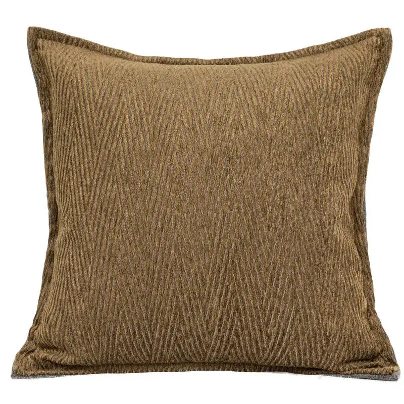 Brown gold coffee color decorbites luxe jacquard cushion cover with textured herringbone weave 45x45cm
