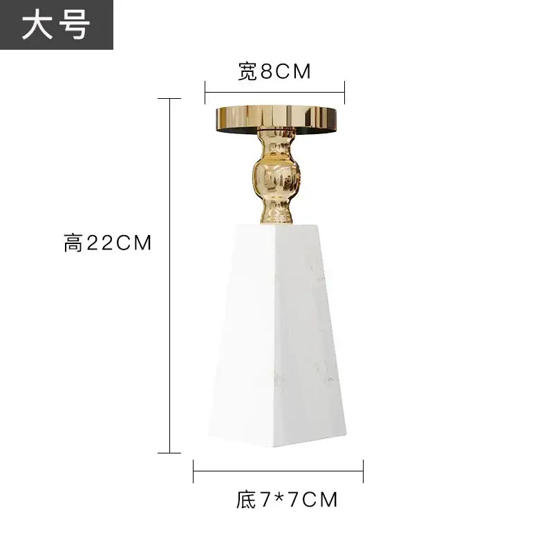DecorBites™ Luxe marble candle holder with a polished gold-toned top and elegant white marble base for modern décor