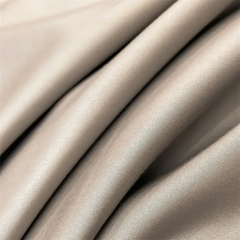 Beige satin fabric with glossy finish and subtle texture for decorbites™ luxurious 1000tc egyptian cotton duvet cover