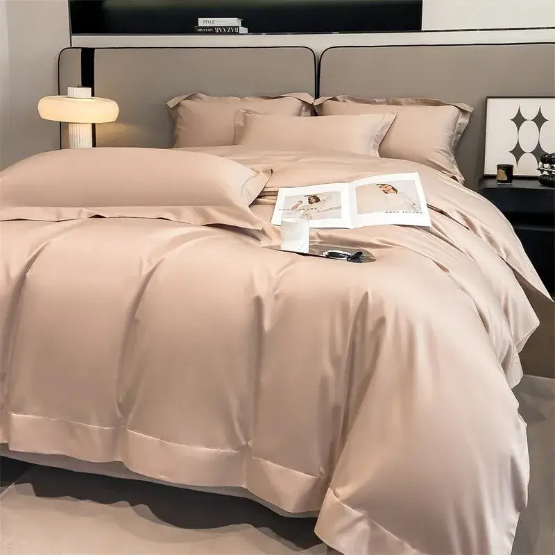Beige satin decorbites™ luxurious 1000tc egyptian cotton bedding set with piece duvet cover and fitted sheet