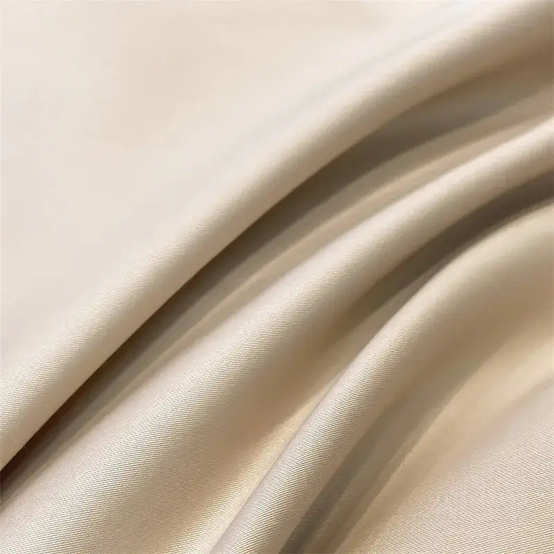 Beige satin duvet cover from DecorBites Luxurious 1000TC Egyptian cotton bedding set with smooth glossy finish and subtle sheen