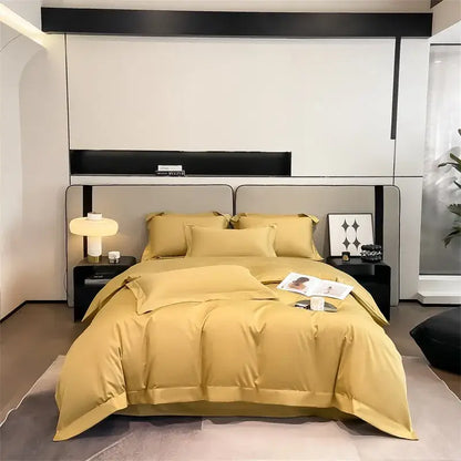 Golden satin decorbites™ luxurious 1000tc egyptian cotton bedding set with duvet cover fitted sheet and piece duvet cover