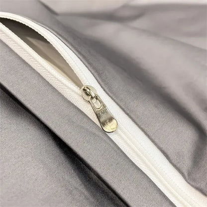 Silver-toned zipper with metallic pull tab on decorbites™ luxurious 1000tc egyptian cotton duvet cover fabric
