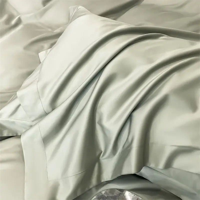 Soft light gray satin pillowcase from decorbites™ luxurious 1000tc egyptian cotton bedding set with subtle sheen
