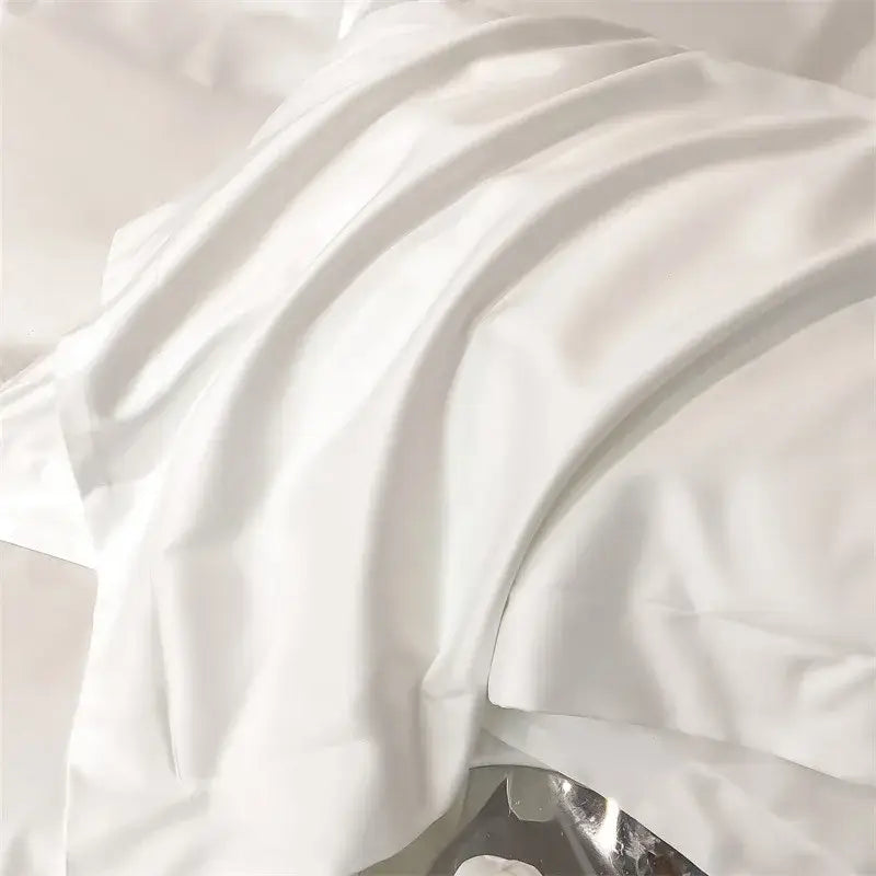 White satin fabric with smooth folds and subtle sheen in decorbites™ luxurious 1000tc egyptian cotton duvet cover