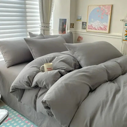 Decorbites™ luxurious cotton bedding set with cozy plush gray duvet cover and pcs bed sheet in various sizes