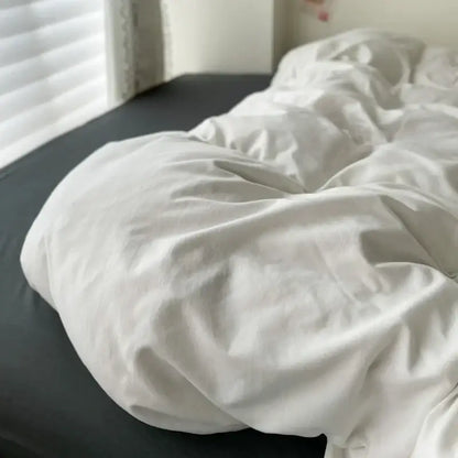 DecorBites™ luxurious white cotton duvet cover bedding set with gentle folds for a soft and cozy pcs bed sheet experience
