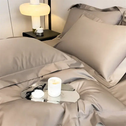 Silk-gray satin pillowcases from decorbites™ luxurious egyptian cotton bedding set with smooth lustrous finish